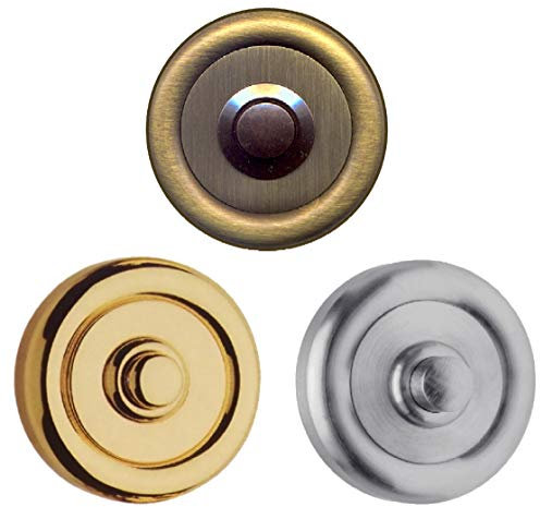 Messing Türklingel-Klingel-Klingelplatte- 52 mm Ø-Überschraub-Verschraubung von vorne (397 -Messing brüniert)
