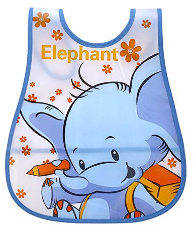 Riou Baby Lätzchen Silikon Wasserdicht Abwaschbar ohne ärmel mit Klettverschluss Cartoon Schöne Babylätzchen für Jungen und Mädchen 1-4 Jahre (B-Blau)