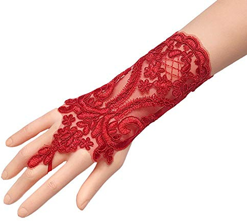 LUMoony MoonyLI Handschuhe Spitze Braut Hochzeit Handschuhe Fingerlose Handschuhe Kurze Spitze Handschuhe Spitzenhandschuhe Stulpen Armstulpen 1 Paar