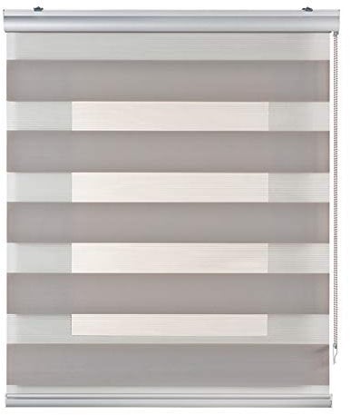 Estores Noche y Día Premium con Galería y cadeneta en Aluminio Máxima Calidad, Estores enrollables con Doble Tejido, Estor Noche y Dia | Color Gris Piedra, 100 cm x 250 cm STORESDECO