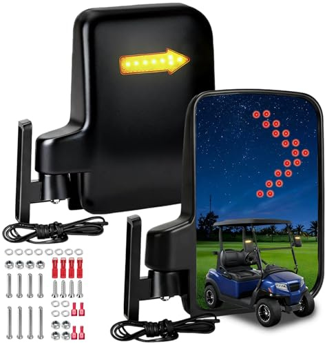 Golf Cart Side Mirrors with Turn Signal Light Golf Cart Rear View Mirrors for Club Car EZGO Yamaha Side Mirrors Golf Cart