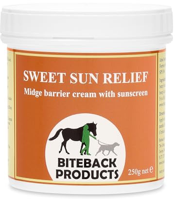 Biteback Products Barrière de moucheron et crème solaire pour chevaux et chiens Sweet Sun Relief 250g