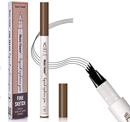 Brauenstift Wasserfest - Professioneller Make-up-Augenbrauenstift Mit Vier Gabelspitzen Microblading, Wischfest Langanhaltend - Braun-2#