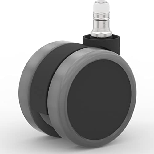 VERSEE Hartbodenrollen Ø 65mm - Schwarz/Grau (PU) - Für Parkett, Laminat, Fliesen - Geräuscharm - unbelastet bremsend - 150 kg Belastbarkeit - 11mm Steckverbindung - Set mit 5 Rollen - Bodenschonend