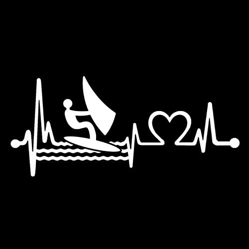 SCSHY Auto-Aufkleber 14.7Cm * 6.5Cm Windsurfen Mit Heartbeat Lifeline Kiteboard Vinyl Autoaufkleber