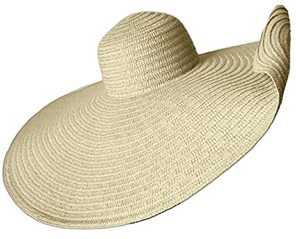 GOWEGB Grand chapeau de plage pour femme avec écran solaire - Chapeau de paille surdimensionné - Protection solaire, a-beige, taille unique