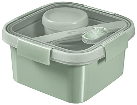 Curver 249947 Boîte de Conservation, Lunch Box Carree 1,1L avec Couverts-Recycle (Smart ECO Line)