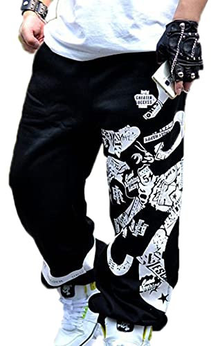 Pantaloni Hip-Hop da Street Dance da Uomo Pantaloni Sportivi Taglie Forti con Stampa alla Moda