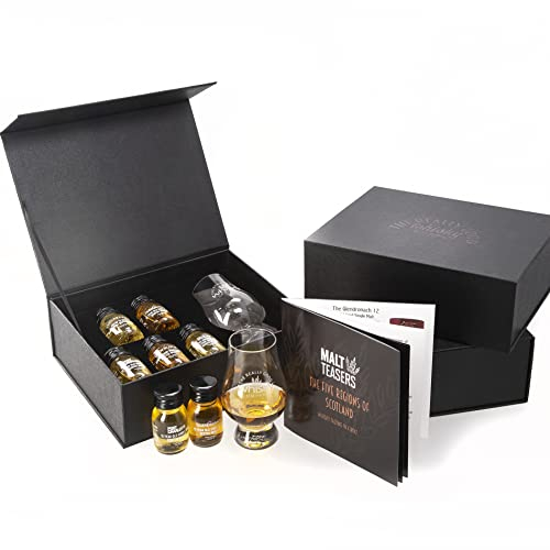 Whisky Tasting Set - The 5 Regions of Scotch Whisky. 5 x Single Malts Whisky with Whisky Glass and Booklet in Whisky Gift Set Box