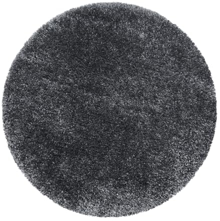 Carpetsale24 Teppich Wohnzimmer Shaggy Einfarbig Design 200 cm Rund Grau - Hochflor Teppich Schlafzimmer Luxuriöse Kuschelig und Super Weich Langflor 50 mm Florhöhe - Flauschiger Teppich Runder