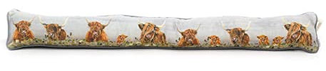 94cm Highland Cow Fabric Door Draught Excluder | Winter Draft Excluder Door Cushion | Draft Insulator Door Draught Cushion
