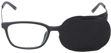 6 Stück Augenklappen für Erwachsene Kinder, Brillen-Augenklappe für Amblyopie, Strabismus-Korrektur, Vliesstoff, Augenklappe für Beide Augen (mittlere Größe, Reines Schwarz)