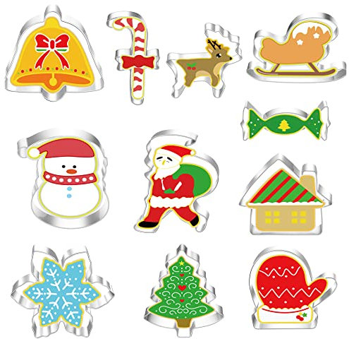 MrCookie Natale Set di tagliabiscotti Gli stampi per biscotti di vacanza includono,Babbo Natale,caramelle,casa,fiocco di neve,albero di Natale,guanti