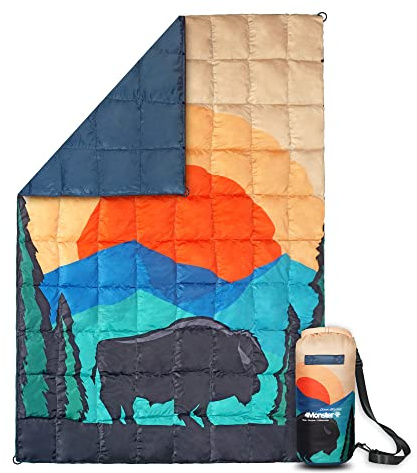 4Monster Daunendecke, leicht, kompakt, Outdoor-Campingdecke, super warm, wasserdicht, verstaubare Decke für Reisen, Picknicks, Camping, Wandern (PrintA, M: 137 x 203 cm)
