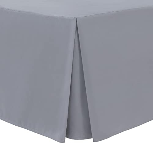 Linen Home Box Pleated Base Valance Sheet Grey King Size Bedding Skirt Valance Sheets, Microfibre Soft Brushed Easy Care Non Iron (King, Grey)