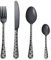 Cutlery Set, 16-Piece Glossy Black Unique Pattern Design for Gift, Stainless Steel Flatware Set, Silverware Set with Spoon Knife and Fork Set, Service for 4, Dishwasher Safe