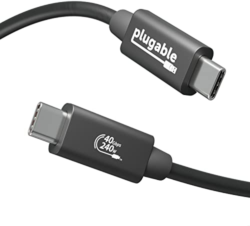 Plugable USB4 Kabel mit 240W Ladung, 3.3Feet (1M), USB-IF zertifiziert, 1x 8K Display, 40Gbps, kompatibel mit USB 4, Thunderbolt 4, Thunderbolt 3, USB-C