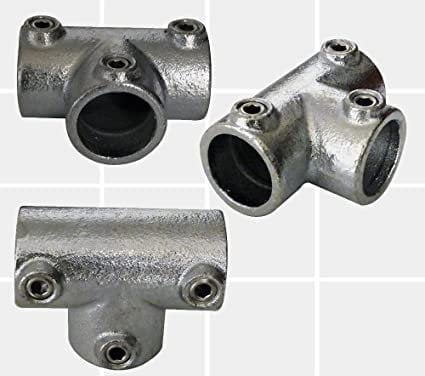 Galvanized Tube Fittings - (104 Long Tee-42mm OD Tube C42) Steel Connectors for Plumbing, & DIY Projects | Pipe Fittings for Residential & Industrial Use | 4PK