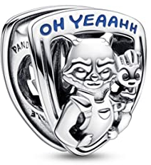 PANDORA Marvel Guardians of the Galaxy Rocket Raccoon & Groot Emblem Charm aus Sterling-Silber mit Emaille in der Farbe Silber-Blau, Marvel X PANDORA Kollektion, 792565C01