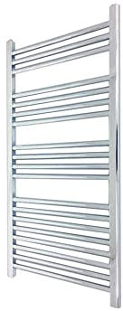 400mm (w) x 1000mm (h) Straight Chrome Heated Towel Ladder Rail Bathroom Radiator - 1385 BTUs