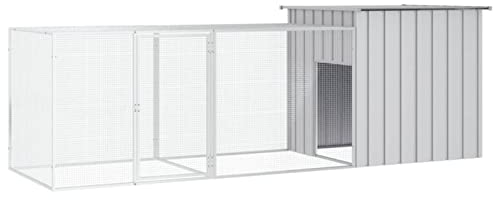 Yolola Hühnerkäfig Outdoor Hühnerstall Hühnerkäfig Klein Hühnerkäfig Stahl Hühnerhaus Hühner Freilaufgehege Gehege Hühner Grau 300x91x100 cm