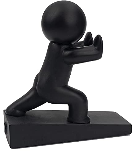 Cute Door Stopper, Decorative Door Stop, Protects Your Floors, Black, 1 Pack (Patented)