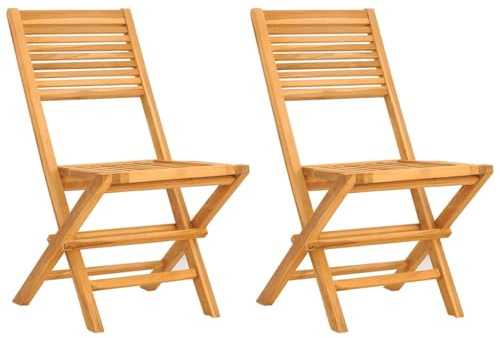 vidaXL Klappstühle, 2 Stück, 47 x 62 x 90 cm, Massivholz Teak