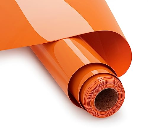 UIOK Plotterfolie Textil Orange 30.5x365.7cm Flexfolie Plotter Textil,Orange Flexfolie Bügelfolie Plotter Heat Transfer Vinyl für DIY T-Shirt, Transferfolie Plotter Flexfolie für Cricut & Silhouette