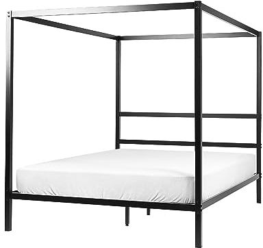 Himmelbett Metall schwarz 160 x 200 cm mit Vier Pfosten Lestards