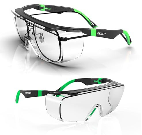 DEX FIT SG210 OTG Sovraocchiali di Sicurezza Protettivi da Lavoro - Regolabili, con Lente Antiappannante, Anti Urto e Antigraffio, Certificati EN166, Unisex, Protezione Laterale e UV