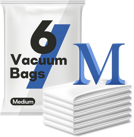 6 Pack Medium Vacuum Storage Bags (28x20), Reusable Vacuum Sealer Compression Space Saver Bag for Clothes, Mattress, Blanket, Pillows, Comforters, Quilt, Travel (Pump Not Included)