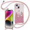 Phoona Couqe Magnétique pour iPhone 14 Con Cordon, Compatible avec MagSafe, Brillant Glitter Pailleté Antichoc Durable Résistante Etui Housse pour iPhone 14 Anti-Poussière Soft TPU Bumper, Rose