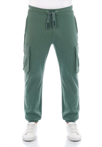 riverso Cargo Jogginghose Herren Baumwolle lang Regular Fit RIVLoris Cargohose Sporthose Trainingshose Freizeithose Taschen Grün L, Größe:L, Farbe:Forest Green
