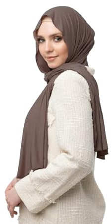 SWANISTANBUL Jersey-Hijab-Schal für Damen, hochwertiges Kopftuch für Mädchen, modische muslimische Frauen, Hijab-Schals, Kopfbedeckung für den täglichen Gebrauch, 55 x 170 cm, braun, Einheitsgröße