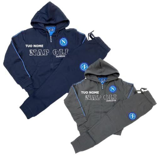 PELUSCIAMO Tuta Napoli Tute Ragazzo Homewear Ufficiale Caldo Cotone Pigiami Personalizzati con Nome e Numero PS 41420/40960