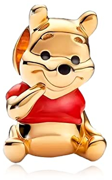 Doyafer 925 Sterling Silber Cartoon Gold Teddybär Charme Anhänger kompatibel mit Frauen Armband Charme Urlaub Familie Geschenke