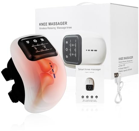 LIARTY Knie massagegerät Gelenkschmerzlinderung 3 Wärmestufen, Rotlicht-Kniemassagegerät, Kabelloses Kniemassagegerät mit Wärme und Vibrationsmassage Zur Linderung,black