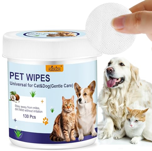 KUCKUCKI 130 Toallitas Higiene para Perro y Gato, Almohadillas de Limpieza de Ojos Naturales para Perros, Hipoalergénica Refresh Sin Alcohol