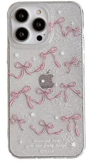 Awesomeapex Ultra-Sleek Aesthetic Pink Ribbons and Bows Case for iPhone 14 Pro Max, Non-Yellowing Shockproof Phone Bumper Cover, Anti-Scratch Protect Camera & Screen