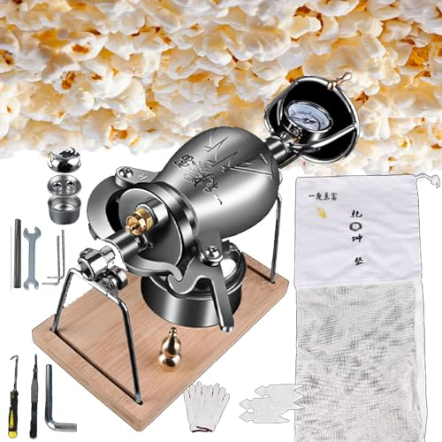 YANGYMM 304 Mini Chinese Traditional Retro Popcorn Maker, Stainless Steel Popcorn Maker Chinese Traditional Popcorn Popper, for Home Party Mini Popcorn Maker,328ml