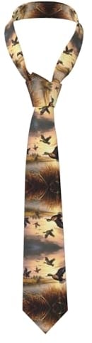 PAQGSREM Herren-Krawatte mit Kartenmuster, für Weihnachten, Neujahr, Party, Hochzeit, Geschenk, Jagd fliegende Stockenten, Einheitsgröße