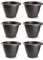 Tradineur Lot de 6 pots ronds en terre cuite, fabriqués en plastique, convient pour extérieur et intérieur de la maison, Ø 35 cm, couleur anthracite