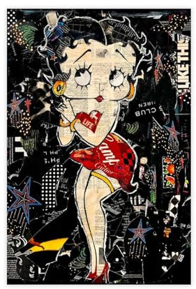 AMATWI Betty Boop Retro-Filmposte 46 Leinwand-Poster, Wandkunst, Dekordruck, Bild Gemälde für Wohnzimmer, Schlafzimmer, Dekoration, ungerahmt, 30 x 45 cm