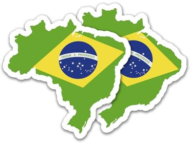 Finest Folia 2er Set Länder Silhouetten Aufkleber Länderaufkleber Bundesland Flagge Sticker für Auto Fahrrad Motorrad Modellblau selbstklebend wetterfest R215 (28 Brasilien)