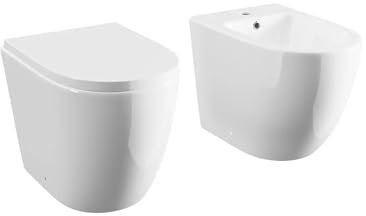 DOMUS ARREDO - Sanitari filo muro in ceramica vaso + bidet + sedile soft close ORCHIDEA