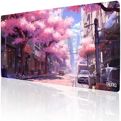 Tilt Grand Tapis de Souris Gamer XXL 100x50 cm | Tapis de Bureau Gaming Anti-Dérapant | Mouse Pad Imperméable pour PC et Accessoires Gaming | Tapis de Clavier (Sakura City)
