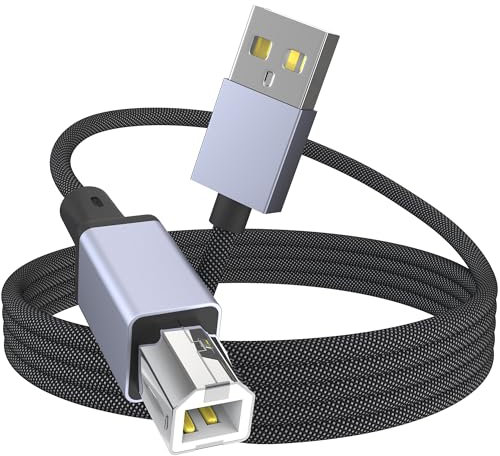 Printer USB Kabel, 2m USB-A auf USB-B 2.0 Drucker USB MIDI Kabel Nylon Geflochten für HP, Canon, Brother, Samsung, Dell, Epson, Lexmark, Xerox Yamaha Casio Digital Piano DAC MIDI Controller und mehr17