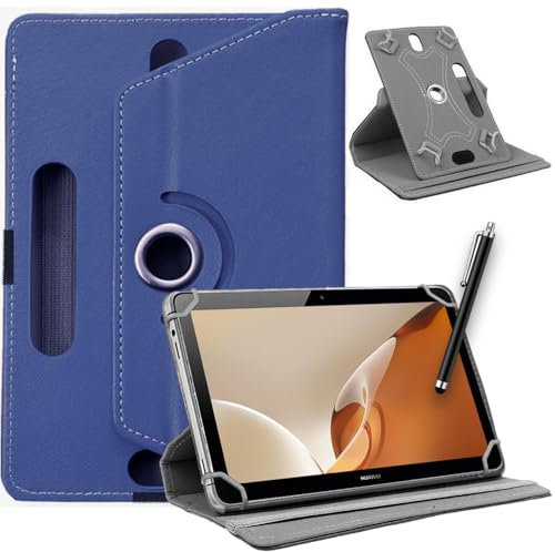 SU 10 inch Tablet Case - Universal Stand Case Folio Cover Magic Leather 360° Rotating Case Fits for ALL 10in Inch & 10.1in Inch Tablets + Stylus Pen (BLUE)