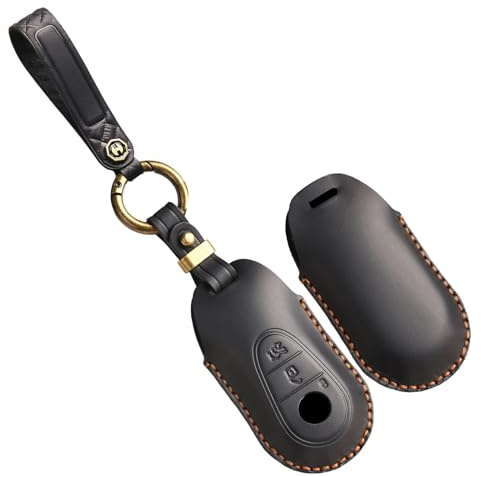 TECART Smart Schlüsseltasche Schlüsselhülle Passt für Mercedes Benz S W223 S300 S350 S400 S450 S500 C200 C260 C W203 Leder Schlüssel Schutz Etui Schlüsselmäppche Schlüsselbox 3 Tasten Schwarz