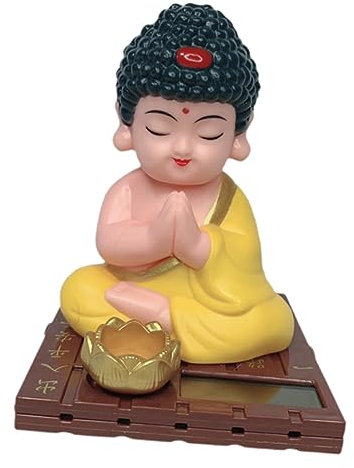 Ciieeo Auto Ornament mit Sonnenbuddha Motiv Solar Betrieben Dekorativ
